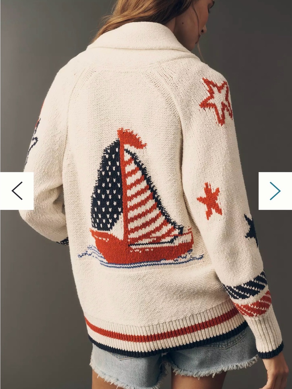 Anthropologie Maeve Sailboat Cardigan XS Color: Ivory NWT
